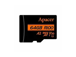 Карта пам'яті Apacer microSDXC UHS-I U3 V30 A2 + SD-adapter 64 GB (AP64GMCSX10U8-R) - мініатюра 2