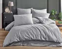 Постільна білизна Charlotte Silver Сатин-Stripe / простирадло на резинці 180x200см Cotton Shine pbe0052109