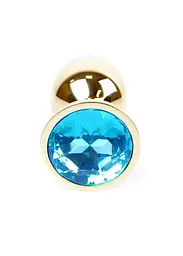 Анальна пробка - Jewellery Gold Plug Light Blue - мініатюра 2
