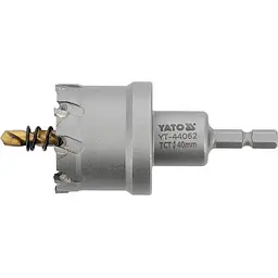 Свердло коронка по металу TCT Yato Ø40x103 мм товщина до 25 мм з напрямним 6-гранний хвіст 1/4 (YT-44062) - мініатюра 2