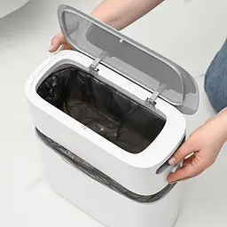 Відро для сміття МВМ My Home з кришкою вузьке 325x150x320 мм (BIN-22 12L WHITE/GRAY) - мініатюра 10