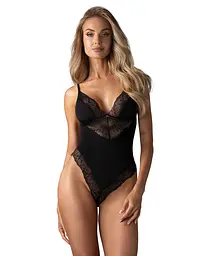 Тедді Obsessive Lobellis teddy, M/L, чорне, ліф з м’якою чашкою, відкрита спина, низ-стрінги