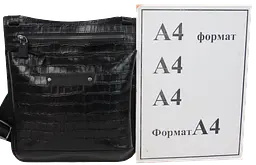 Чоловіча шкіряна сумка на плечі під крокодила чорна Mykhail Ikhtyar sum0028768 - мініатюра 10