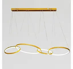 Золота лінійна LED люстра з 4 кільцями Artlight YDH2160/4GD над столом та кухонним островом - мініатюра 2