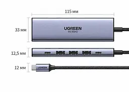 Док-станція USB-C UGREEN CM511 хаб 6 в 1 HDMI 4K 60 Гц / 2K 144 Гц / 1080p 240 Гц 3 USB-A та 1 USB-C для даних до 10 Гбіт/с вхід USB-C PD 3.0 до 100 Вт заряджання ноутбука до приблизно 85 Вт максимальна потужність із зарядним пристроєм USB-C PD 100 Вт Windows/macOS/Linux HDR Mac серії M смартфони й планшети з повнофункціональним USB-C захист від перенапруги перевантаження й короткого замикання алюмінієвий корпус кабель приблизно 20 см космічний сірий (45031) - мініатюра 3