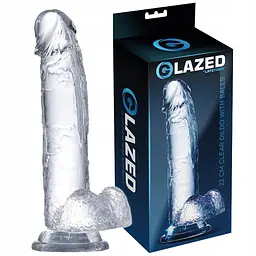 Фалоімітатор Glazed With Balls 22 см (прозорий) - мініатюра 5