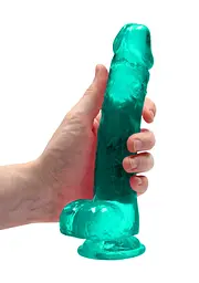 Фалоімітатор RealRock Crystal Clear 8" 21 см (зелений) - мініатюра 10