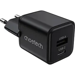Мережевий зарядний пристрій Choetech USB-A/USB-C PD5012-EU-BK