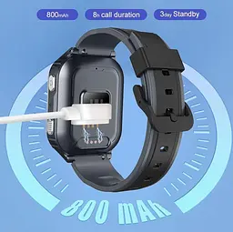 Дитячий смарт-годинник Lemfo D55, 4G GPS Wi-Fi SIM чорний - мініатюра 8