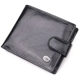 Чоловічий гаманець з натуральної гладкої шкіри у два додавання ST Leather 19409 чорний