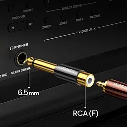 Перехідник 6.35 мм на RCA UGREEN HIFI Audio 6.35 mm Male to RCA Female Adapter. Black (80731) - мініатюра 4