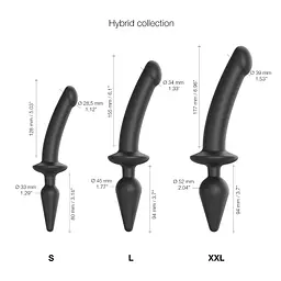 Фалоімітатор з анальною пробкою Strap-On-Me Switch Plug-In Dildo XXL 27.1 см чорний - мініатюра 5