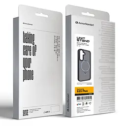 Чехол для Samsung Galaxy S25 Plus 5G, Unit Stand, черный, MagSafe, противоударный защитный чехол-панель с подставкой, поддержкой магнитных держателей и беспроводной зарядки, защита всего корпуса, силикон + поликарбонат, ArmorStandart (ARM82860) - мініатюра 2