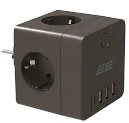 Мережевий фільтр 2E 4XSchuko, 3*USB-A, 1*USB-C, black (2E-AD431BK)