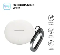 Силіконовий чохол для навушників OPPO Enco Free4, Hang Case, білий, ультратонкий захисний кейс товщиною 2 мм, захист від подряпин, пилу та ударів, компактний, з карабіном для кріплення, ArmorStandart (ARM86148) - мініатюра 2