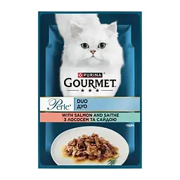 Вологий корм для котів Gourmet Perle Duo із лососем та сайдою в соусі 85 г 12581726