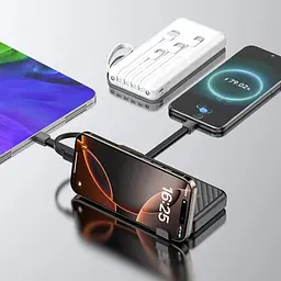 Універсальна мобільна батарея Dudao 10000mAh K11 10W USB-A,USB-C,microUSB, with USB-A/USB-C/Lightning/MicroUSB cables Білий - мініатюра 4