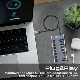 USB-Хаб Promate на 7 портів (gegahub-10g) - мініатюра 4