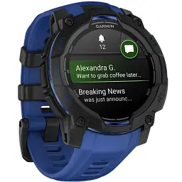 Смарт-годинник Garmin Instinct 3, 45mm, AMOLED, Black with Bolt Blue Band, GPS смарт-годинник (010-02936-03) - мініатюра 2