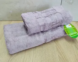Набір турецьких бамбукових махрових рушників Cestepe 50х90+70х140 Bamboo Floral Gulkurusu - мініатюра 2