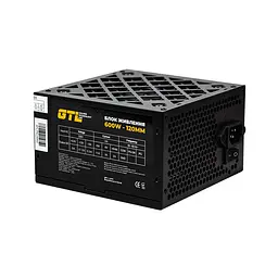 Блок живлення 600 Вт, GTL, чорний, 120 мм, 2xMolex/3xSATA/1x6+2-pin/1x4+4-pin/1x24-pin, захист SCP/OCP/OVP/UVP,