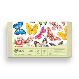 Набір олівців акварельних 99IDEAS "Aqua Expert" 36 кольорів, Basic Set, металева коробка, 99AE-36BAS