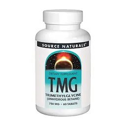 Амінокислота Source Naturals Триметилгліцин, ТМГ, TMG, 750 мг, 60 таблеток (SN0876)