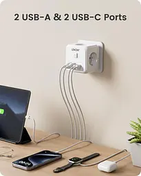 Мережевий фільтр трійник LENCENT | 3 розетки | 2 USB порта | 2 Type-С | швидка зарядка - мініатюра 7