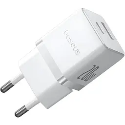 Сітчасте зарядне пристрій Baseus Palm Fast Charger C+U 20W EU Moon білий
