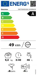 Electrolux Пральна машина Electrolux фронтальна, 9кг, 1400, A, 66см, дисплей, пара, інвертор, universaldose, сріблястий темний - мініатюра 8