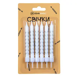 Свічки для торту білі 6 шт 7,5 см