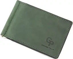 Шкіряний чоловічий затискач для грошей GRANDE PELLE 12х8х1 см acs0027525
