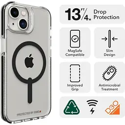 Протиударний чохол Gear4 Piccadilly MagSafe для iPhone 13 / 14 /15 (6.1") Прозорий Black (702010126) - мініатюра 4