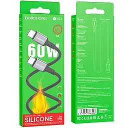 Дата кабель Borofone BX83 Famous PD60W Type-C to Type-C (1m) Black - мініатюра 4