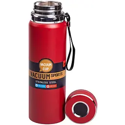 Термос Vacuum Sports 1 л з датчиком температури та ситечком, червоний Yiwu HP-14-30R - мініатюра 2