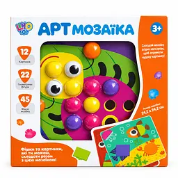 Дитяча розвиваюча гра Limo Toy з тваринами для дрібної моторики Мозаїка для дівчаток та хлопчиків на 12 картинок та 45 фішок для дітей 3+ рочків