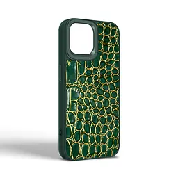Кожаный чехол для Apple iPhone 15, Harder Crocosaur, зеленый, термополиуретан ТПУ + экокожа с текстурой крокодила, панель, защита корпуса, противоударный, микрофибра, рамка вокруг камеры, защита всего корпуса, (ARM76696) - мініатюра 2