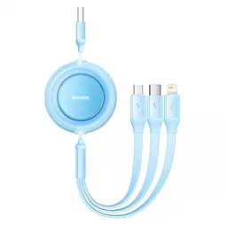 Кабель Baseus Bright Mirror 2 Series 3-in-1 Cable USB to MicroUSB+Lightning+Type-C 3.5A 1.1m CAMJ010017 Blue - мініатюра 2
