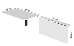 Обідній стіл-трансформер Ніка стіновий Ferrum-decor 420x900x500 Чорний метал ДСП Білий 16 мм (FRD-105164) - мініатюра 4