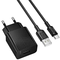 МЗП Borofone BAS71A Source 10.5W (1USB-A) + кабель USB to Type-C Black - мініатюра 2