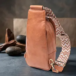 Цікава сумка через плече в модному кольорі з екошкіри Vintage 22793 руда - мініатюра 4