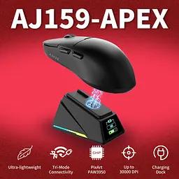 Мишка бездротова AJAZZ AJ159 APEX Миша комп'ютерна із зарядною док-станцією / 2.4G / Bluetooth / USB Black (19579) - мініатюра 6