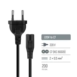 Кабель живлення C7 2m black ColorWay (CW-CBP085-BK) - мініатюра 6