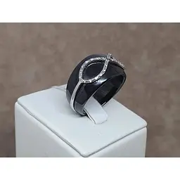 Срібне кільце Aurora з керамікою і фіанітами. С1161Ч 18 - мініатюра 4