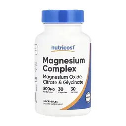 Вітамінно-мінеральний комплекс Nutricost Магнієвий комплекс, 500 мг, Magnesium Complex, 30 капсул (NCS57408)