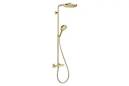 Душова система з термостатом Hansgrohe Raindance S 240 1jet PowderRain EcoSmart polished gold optic 28823990