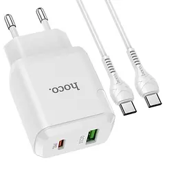 Швидкий зарядний пристрій Hoco n5 2 usb 20w блок і кабель C- C білий