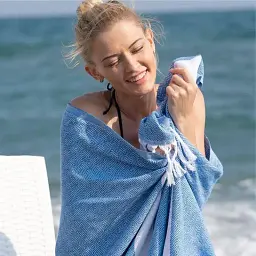 Турецькі пляжні рушники Lovely Svi - Пештемаль - XХL (100х180 см) - бавовна - Синій (6042023) - мініатюра 4