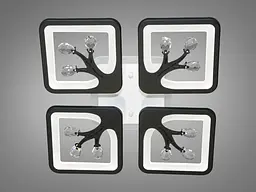 Стельова LED-люстра Diasha S8157/4BK 3color з пультом і димером, чорна, 85 W, 4675 lm, квадратні акрилові плафони 37×37 см - мініатюра 3