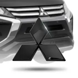 Емблема Mitsubishi 95х82 мм Чорна Пластик на скотчі (Завод) - мініатюра 4